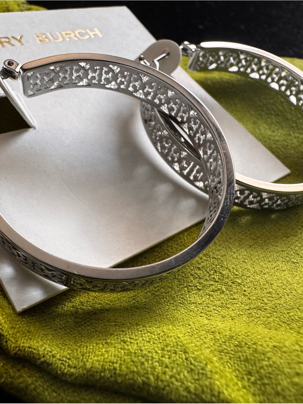 Tory Burch Silver-Tone Filigree Hoop Earrings